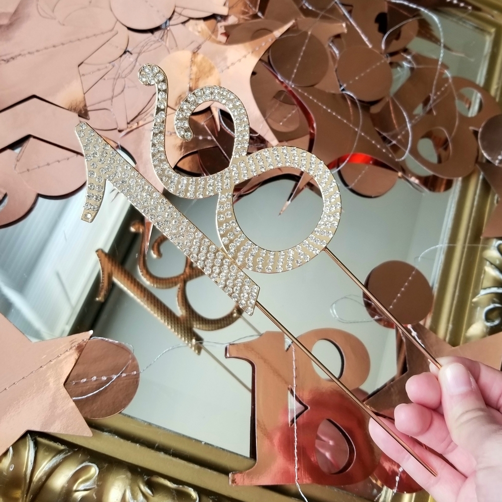 ❗Rose Gold Metallic 18th Birthday Glam Cake Topper and Decorations❗